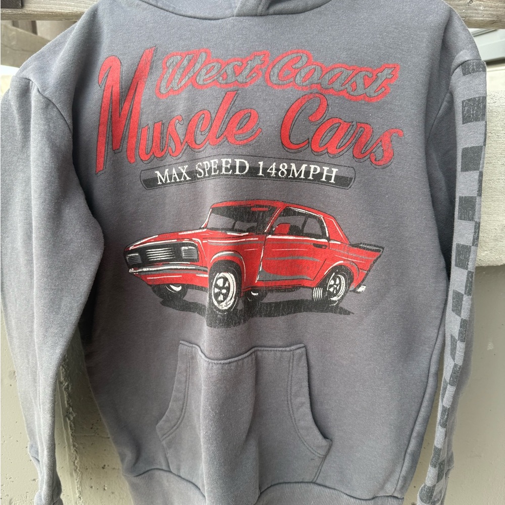 Ford Kids Gray Hoodie with Red Muscle Car Graphic